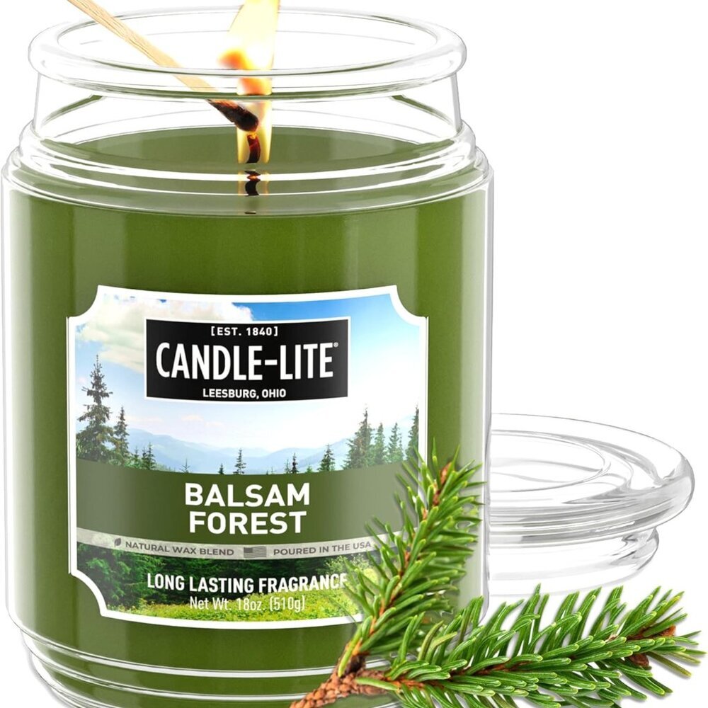 Fall Scented Candles, Balsam Forest Fragrance, 18 oz Jar, Proudly Poured in , Ar